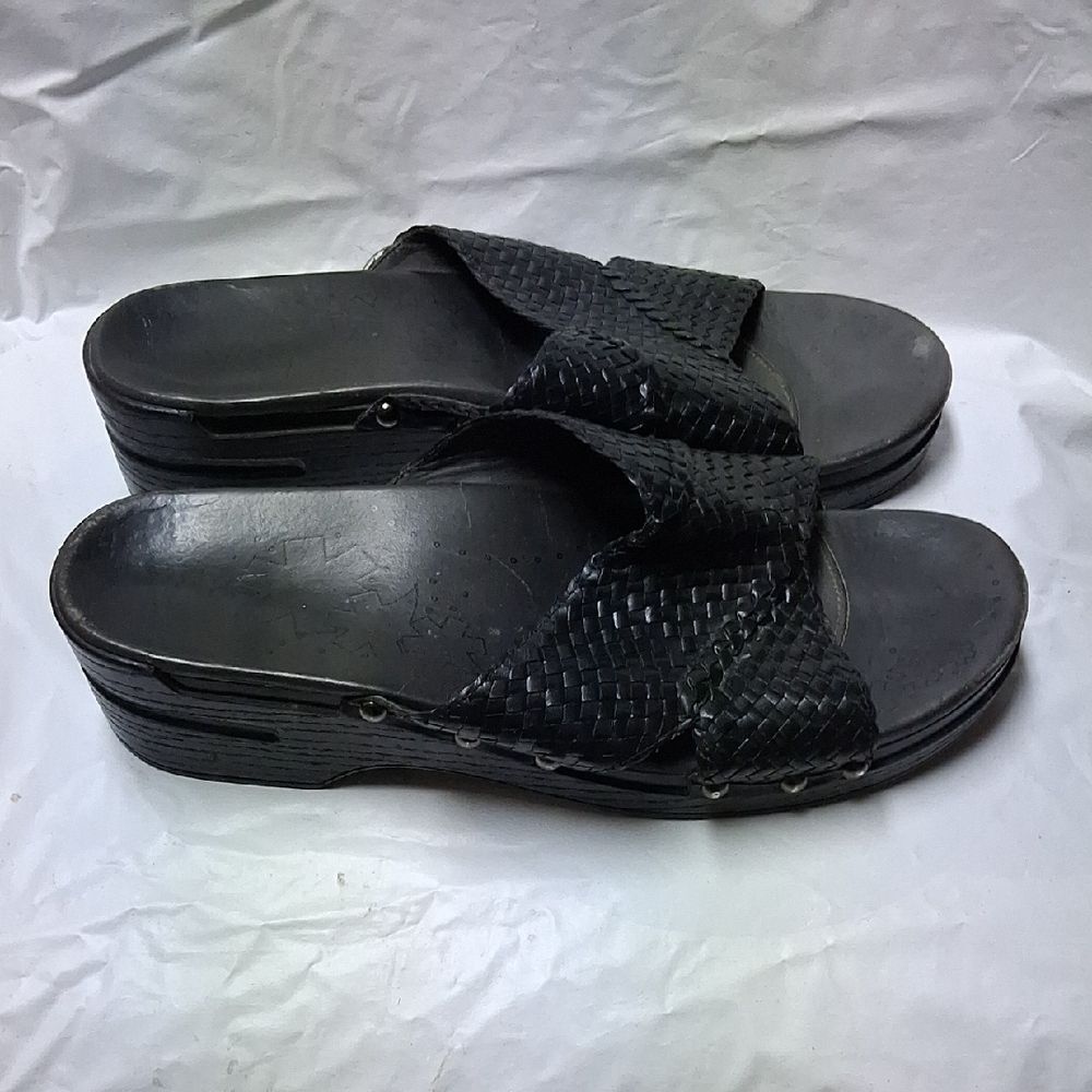 Dansko Black Woven Slide Sandals EU 43 US 11 Preowned